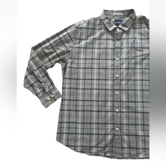 Tommy Bahama Gray Plaid Men’s Button-down Shirt, Size XXL - Picture 3 of 7